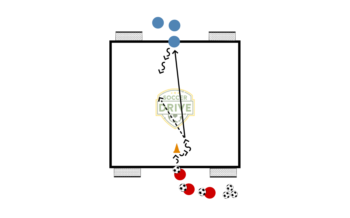 1v1 with 4 small goals           